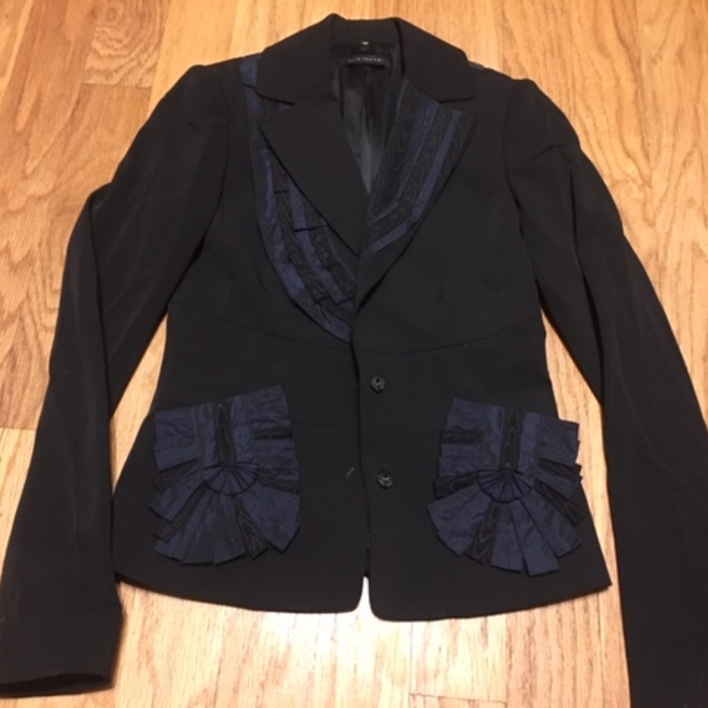 New Elie Tahari Blk/Navy Blazer Sz 0 (Orig $495)